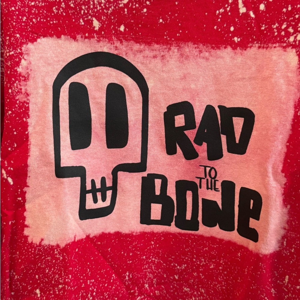 Halloween! 🎃 Port and Company Red 'Rad to the Bone' Kids Long Sleeve- Youth XS - Picture 2 of 5